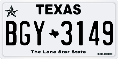 TX license plate BGY3149