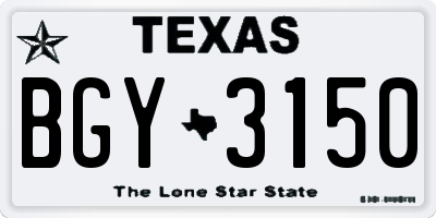 TX license plate BGY3150