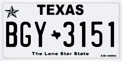 TX license plate BGY3151