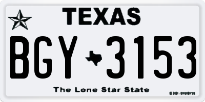 TX license plate BGY3153