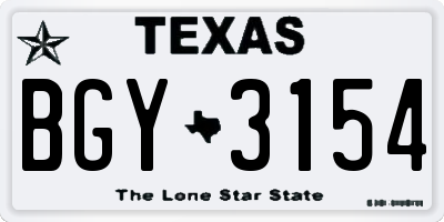 TX license plate BGY3154