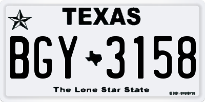 TX license plate BGY3158