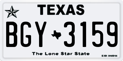 TX license plate BGY3159