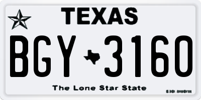 TX license plate BGY3160