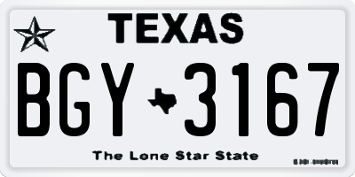TX license plate BGY3167