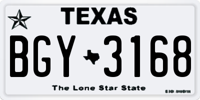 TX license plate BGY3168