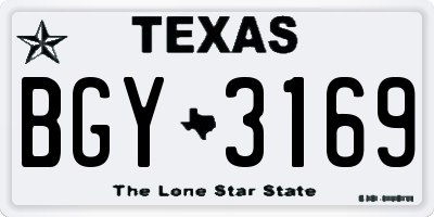 TX license plate BGY3169