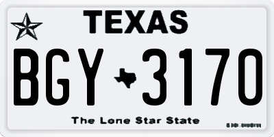 TX license plate BGY3170
