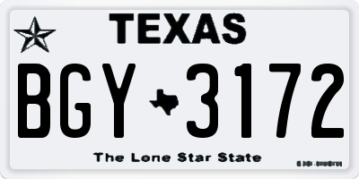TX license plate BGY3172