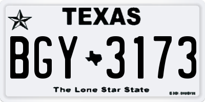 TX license plate BGY3173