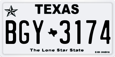 TX license plate BGY3174
