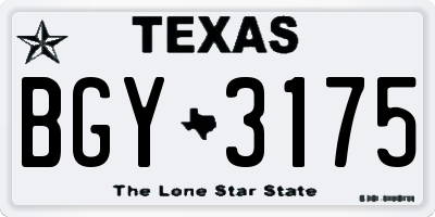 TX license plate BGY3175