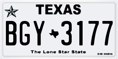 TX license plate BGY3177