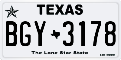 TX license plate BGY3178