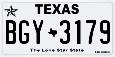 TX license plate BGY3179