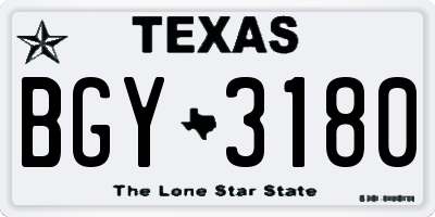 TX license plate BGY3180