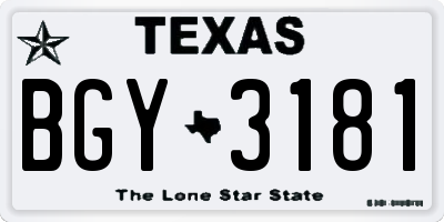 TX license plate BGY3181