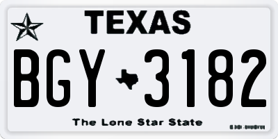TX license plate BGY3182
