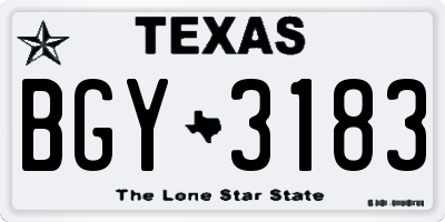 TX license plate BGY3183