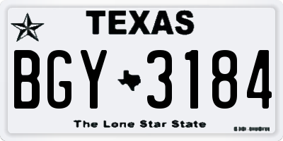 TX license plate BGY3184