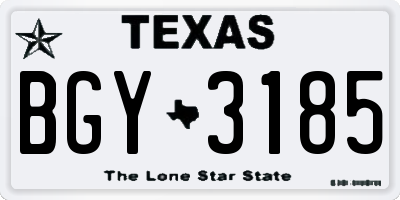 TX license plate BGY3185