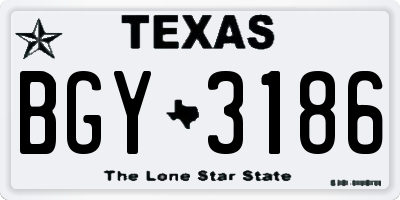 TX license plate BGY3186