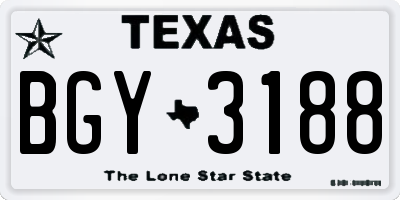 TX license plate BGY3188