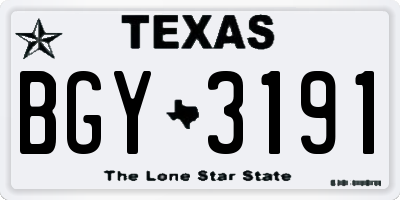 TX license plate BGY3191