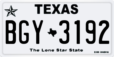 TX license plate BGY3192