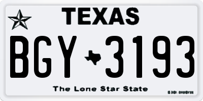 TX license plate BGY3193