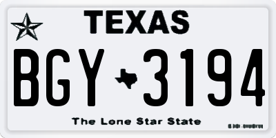 TX license plate BGY3194