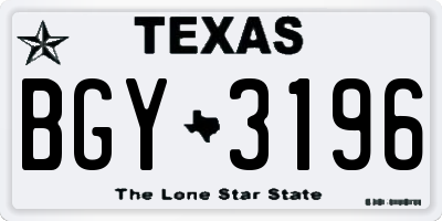TX license plate BGY3196