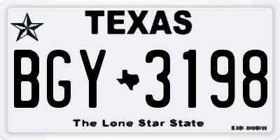 TX license plate BGY3198