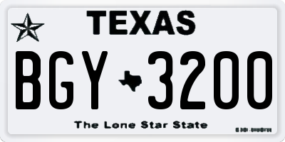 TX license plate BGY3200