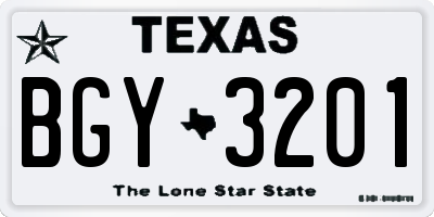 TX license plate BGY3201