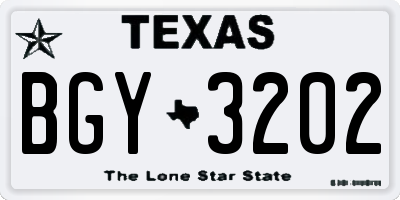 TX license plate BGY3202