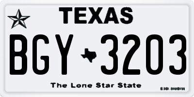 TX license plate BGY3203