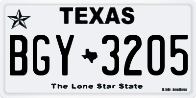 TX license plate BGY3205