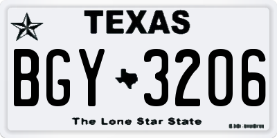TX license plate BGY3206