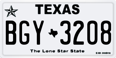 TX license plate BGY3208