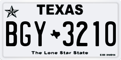 TX license plate BGY3210