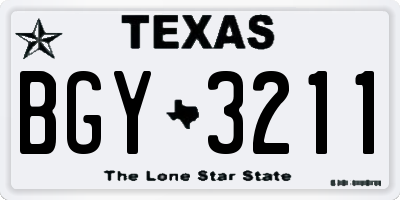 TX license plate BGY3211