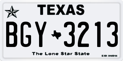 TX license plate BGY3213