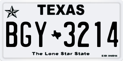TX license plate BGY3214