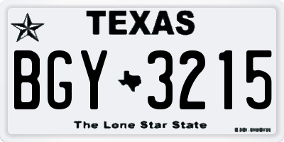 TX license plate BGY3215