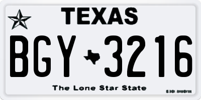 TX license plate BGY3216