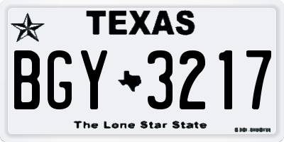 TX license plate BGY3217