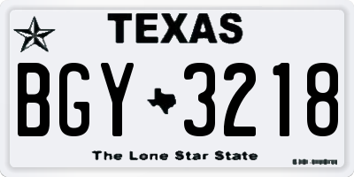 TX license plate BGY3218