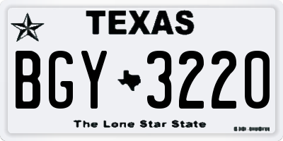 TX license plate BGY3220