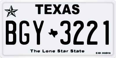 TX license plate BGY3221